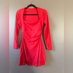 Red Long-Sleeve square Neck Women’s Dress athletic size small